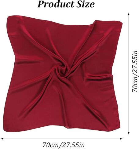 1Pcs Satin Scarf, Lightweight Square Neck Head Scarf Neck Hair Scarfs Head Scarves Fashion Bandana for Woman Women's Fashion Silk Feeling Scarfs for Hair Wrapping (Burgundy) in Saudi Arabia