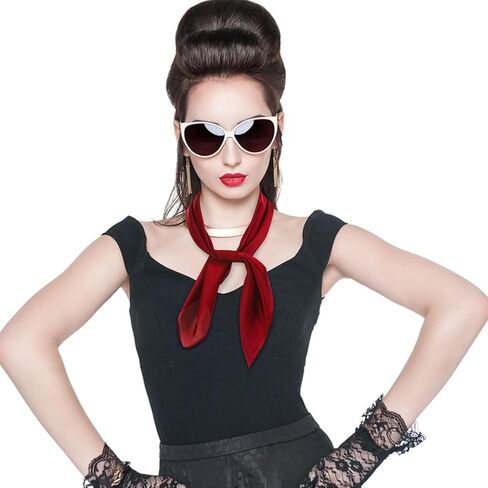 1Pcs Satin Scarf, Lightweight Square Neck Head Scarf Neck Hair Scarfs Head Scarves Fashion Bandana for Woman Women's Fashion Silk Feeling Scarfs for Hair Wrapping (Burgundy) in Saudi Arabia