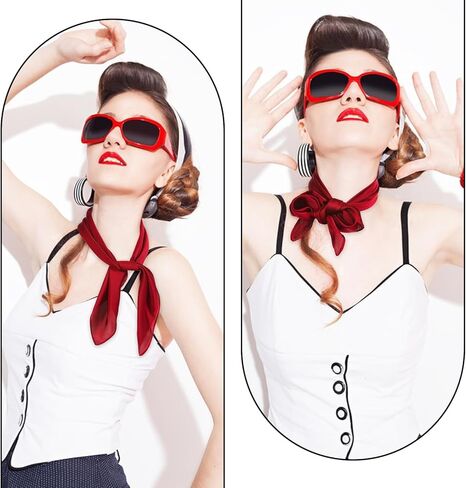1Pcs Satin Scarf, Lightweight Square Neck Head Scarf Neck Hair Scarfs Head Scarves Fashion Bandana for Woman Women's Fashion Silk Feeling Scarfs for Hair Wrapping (Burgundy) in Saudi Arabia
