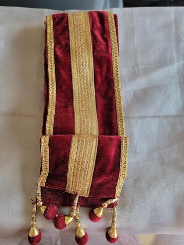 Red Gold Velvet Men Dupatta Groom Wedding Shawl Scarf Match Kurta Sherwani in Saudi Arabia