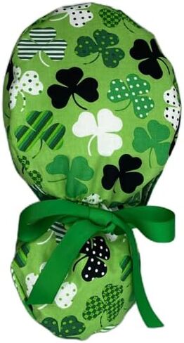 Ponytail Scrub Hat Shamrocks Green in Kuwait
