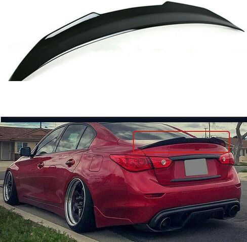 Rear Trunk Lip Spoiler Painted Highkick Duckbill PSM Style Wing Fit for Infiniti Q50 Red Sport/Luxe/Pure/Hybrid/Sensory/ 2014-2024 Accessories in Saudi Arabia