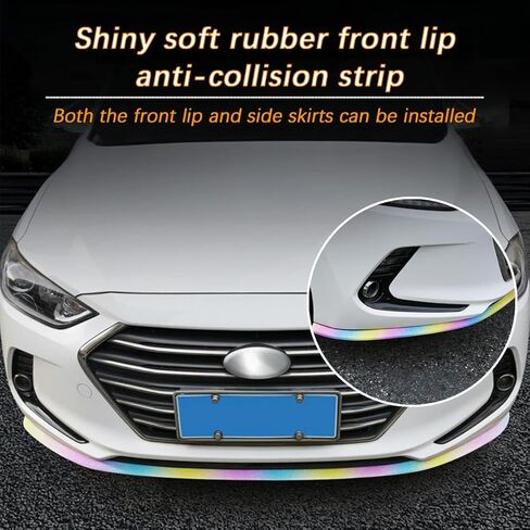 Bling Car Front Bumper Lip Spoiler, 8.2Ft Rubber Vehicle Front Body Splitter Spoiler Skirt Protector, Anti-Collision Auto Exterior Guard Strip Trim, Universal for Vehicles (Black) in Saudi Arabia