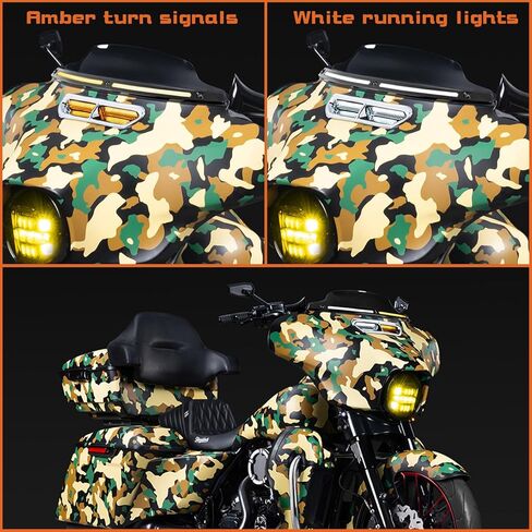 Plug and Play LED Front Running Turn Signal Light Windshield Windscreen Trim Compatible with Harley Touring Street Glide and Ultra Limited 2014–2023 (Black) in Saudi Arabia