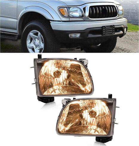 HECASA Pair Headlights w/Bulbs Compatible with 2001-2004 Toyota Tacoma Halogen Headlamp Front Light Clear Lens Black Housing Replacement for 8111004110 8115004110 TO2503136 TO2502136 Left&Right Side in Kuwait