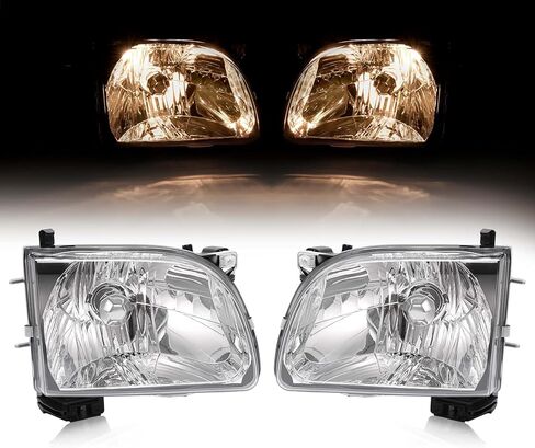 HECASA Pair Headlights w/Bulbs Compatible with 2001-2004 Toyota Tacoma Halogen Headlamp Front Light Clear Lens Black Housing Replacement for 8111004110 8115004110 TO2503136 TO2502136 Left&Right Side in Kuwait