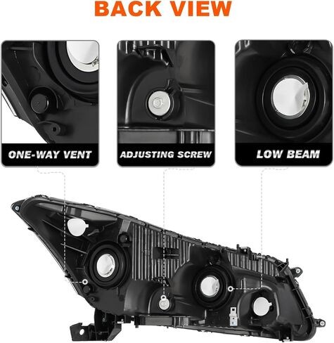Headlights Assembly Compatible with 2008-2012 Honda Accord 4-Door Sedan Black Housing with Amber Reflector Factory Style Driver and Passenger Side in Saudi Arabia