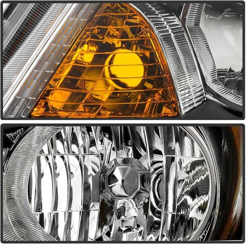 Headlights Assembly Compatible with 2008-2012 Honda Accord 4-Door Sedan Black Housing with Amber Reflector Factory Style Driver and Passenger Side in Saudi Arabia