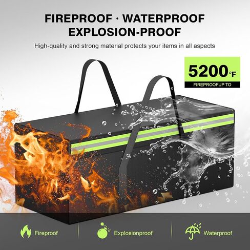 Large Fireproof Document Bags 24x12x12" Waterproof Storage Bag & Fireproof Folder Safe Box for Cash, Photo Albums, Valuables, Extra Large Fireproof Storage Bag with Silicone Coating & Zipper Closure in Saudi Arabia