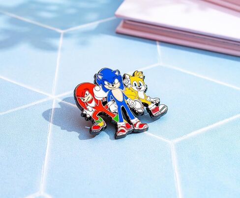 Sonic The Hedgehog 3 Character Trio Enamel Pin | Accessories For Lanyard, Backpack in Saudi Arabia