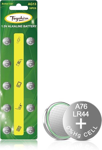 Toyohira LR44 Batteries 10 Pack, L1154F AG13 357 303 SR44 A76 1.5V High Capacity Alkaline Button Coin Cell Batteries for Watches, Calculators, Toys and Small Electronics in Kuwait