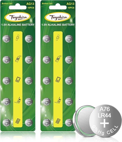 Toyohira LR44 Batteries 10 Pack, L1154F AG13 357 303 SR44 A76 1.5V High Capacity Alkaline Button Coin Cell Batteries for Watches, Calculators, Toys and Small Electronics in Saudi Arabia