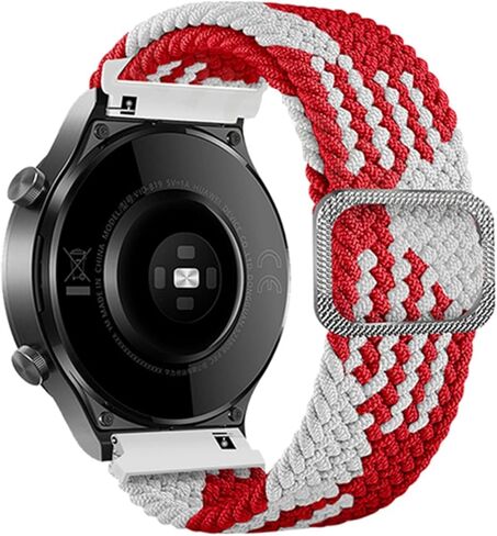 سوار ساعة ذكية Wscebck من النايلون لساعة 20 ملم 22 ملم سوار بحلقة منفردة عالمية مجدول 4 40 44 كلاسيكي 46 42 ملم (اللون: أحمر وأبيض، الحجم: 22 ملم عالمي) in Kuwait