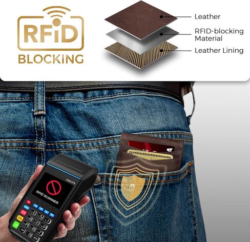 RUNBOX محفظة جلدية أصلية للرجال 12 بطاقة رفيعة بمشبك نقود للرجال محفظة ثنائية الطي Rfid مع 2 بطاقة هوية ويندوز وحامل بطاقات مع صندوق هدايا in Kuwait