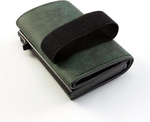 محفظة NIID للرجال، محفظة جيب أمامي بسيطة للرجال - محفظة جلدية ثنائية الطي لمنع RFID مع حامل بطاقات منبثقة، ونافذتين لبطاقة الهوية، ومشبك نقود وصندوق هدايا (أخضر) in Kuwait