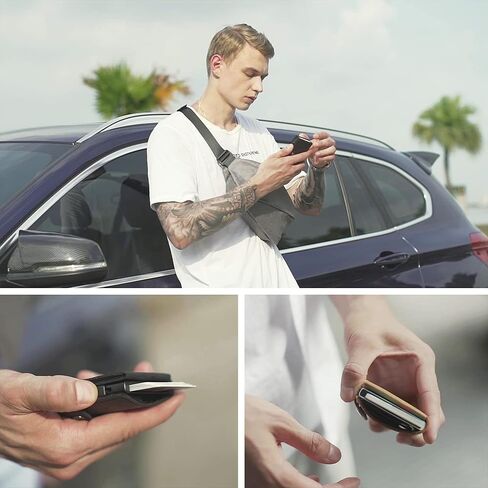 محفظة NIID للرجال، محفظة جيب أمامي بسيطة للرجال - محفظة جلدية ثنائية الطي لمنع RFID مع حامل بطاقات منبثقة، ونافذتين لبطاقة الهوية، ومشبك نقود وصندوق هدايا (أخضر) in Kuwait