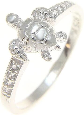 Arthur's Jewelry Sterling silver 925 Hawaiian sea turtle ring with clear cz size 3-10 in Kuwait