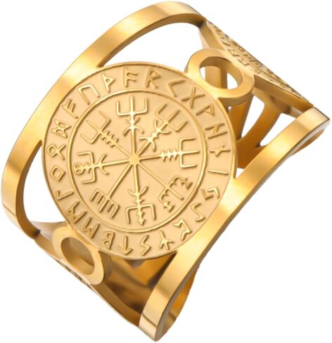 خاتم Vegvisir قابل للتعديل من TEAMER مصنوع من الفولاذ المقاوم للصدأ بوصلة نورس رونيك للحماية والتوجيه تميمة مجوهرات للنساء in Saudi Arabia