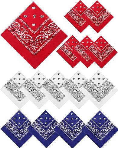 YSense 14 pieces Bandanas Paisley Print Novelty Headband Cowboy Headwraps Scarfs Hair Head Bandana for Women Men Boy Girl in Kuwait