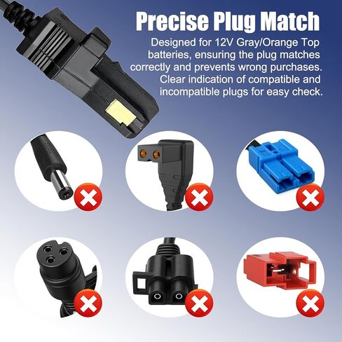 شاحن 12 فولت متوافق مع عجلات الطاقة 12 فولت بطارية علوية رمادية وبرتقالية، بديل متوافق مع فيشر برايس 00801-0638 00801-1869 00801-1778 00801-0972 00801-1480 شحن بطارية ألعاب الركوب in Kuwait