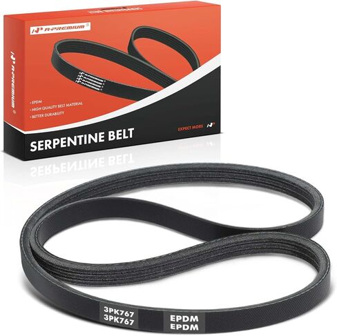 حزام محرك أفعواني A-Premium مقاس 30.19 بوصة متوافق مع سيارات Ford وHonda وMazda وLexus & Toyota - Camry 1988-1991، Civic، CRX، Probe، Celica، RAV4، ES250، 626، MX-6 in Saudi Arabia