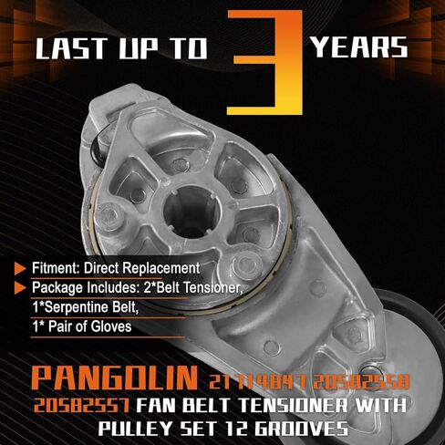 PANGOLIN Fan Belt Tensioner with Pulley Set 12 Grooves fit for Volvo D13 Engine VNL VHD VNM VAH B12B Truck and Bus 21714847 20582558 20582557 in Saudi Arabia