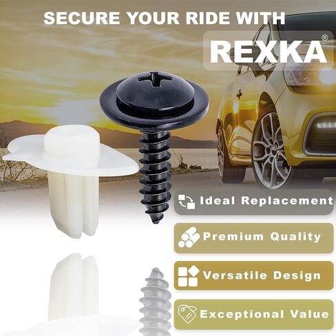 Rexka 10 Sets Bumper Cover Grommet Tapping Screw Kit for Honda Accord 71144-SR3-A00 90114-SE0-000 CR-V Civic Del Sol Prelude Acura Integra TL in Kuwait