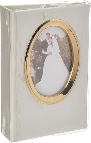 Pioneer Photo Albums 100-Pocket Moire Cover Album with Goldtone Oval Frame for 4 by 6-Inch Prints, Ivory in Saudi Arabia