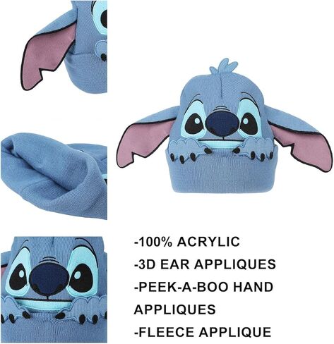 Disney Stitch Peekaboo Hands Blue Cuff Beanie in Saudi Arabia