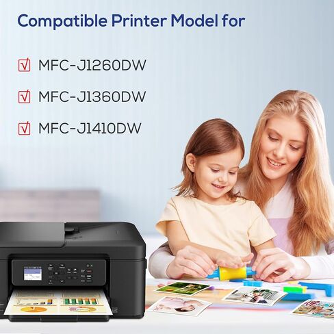 خراطيش حبر LC501 متوافقة مع خراطيش حبر Brother LC501 تعمل حبر LC501XL LC501 مع طابعة Brother MFC-J1360DW MFC-J1410DW MFC-J1260W (أسود/سماوي/أرجواني/أصفر، 4 عبوات) in Kuwait