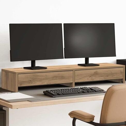 vidaXL Monitor Stand with Drawers Artisian Oak 39.4x10.6x5.9 Engineered Wood in Kuwait