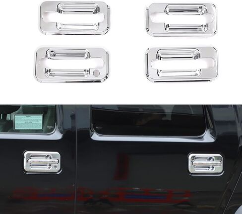 PIUGILH 14 قطعة مجموعة كاملة من الديكور الخارجي لـ Hummer H2 2003-2009، غطاء فتحة تهوية جانبية لغطاء مدخل الهواء، مقبض الباب الخارجي وغطاء ضوء مصباح الضباب الأمامي، جميل وعصري، فضي in Saudi Arabia