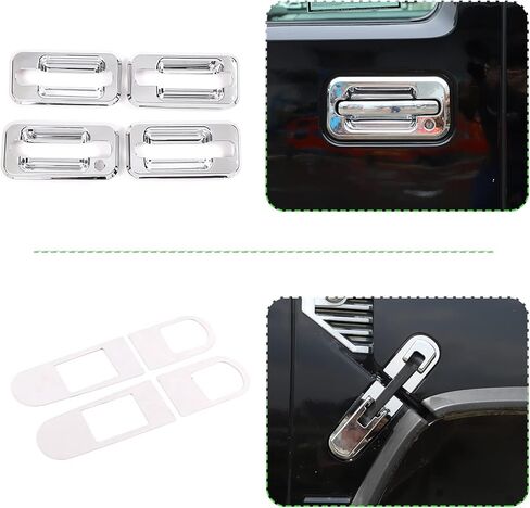 PIUGILH 14 قطعة مجموعة كاملة من الديكور الخارجي لـ Hummer H2 2003-2009، غطاء فتحة تهوية جانبية لغطاء مدخل الهواء، مقبض الباب الخارجي وغطاء ضوء مصباح الضباب الأمامي، جميل وعصري، فضي in Saudi Arabia