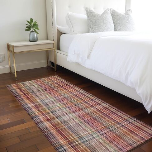 Addison Rugs Chantille ACN541 Red 2'3" x 7'6" Indoor Outdoor Hallway Runner Rug, Stain Resistant Washable Kitchen Area Carpet for Bathroom, Laundry and Bedroom in Saudi Arabia