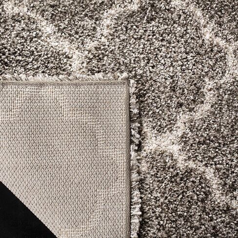 SAFAVIEH Hudson Shag Collection Area Rug - 6' x 9', Grey & Ivory, Moroccan Trellis Design, Non-Shedding & Easy Care, 2-inch Thick Ideal for High Traffic Areas in Living Room, Bedroom (SGH282B) in Saudi Arabia