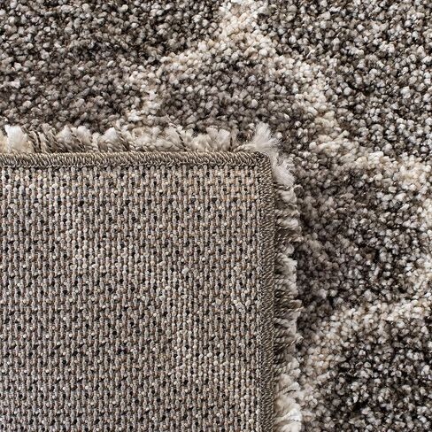 SAFAVIEH Hudson Shag Collection Area Rug - 6' x 9', Grey & Ivory, Moroccan Trellis Design, Non-Shedding & Easy Care, 2-inch Thick Ideal for High Traffic Areas in Living Room, Bedroom (SGH282B) in Saudi Arabia