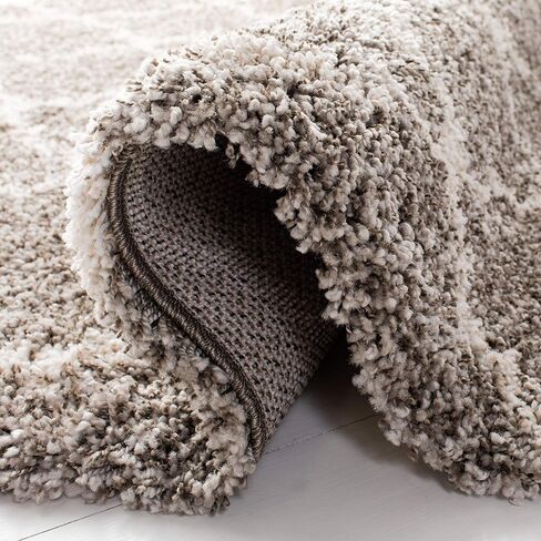 SAFAVIEH Hudson Shag Collection Area Rug - 6' x 9', Grey & Ivory, Moroccan Trellis Design, Non-Shedding & Easy Care, 2-inch Thick Ideal for High Traffic Areas in Living Room, Bedroom (SGH282B) in Saudi Arabia