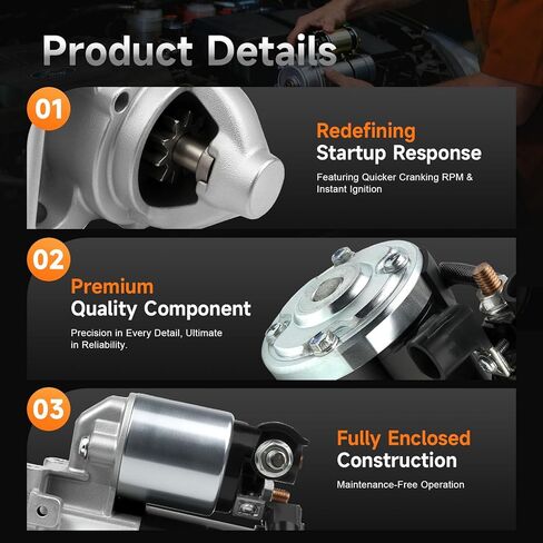 10910N Starter متوافق مع 2014-2016 Chevy Silverado 1500، GMC Sierra 1500 V6 V8 4.3 5.3L 6.2L، 2015-2016 GMC Yukon Cadillac Escalade V8 6.2L 14 15 16 استبدال 12655055 M000T24072 M0T24072 12694626 in Kuwait