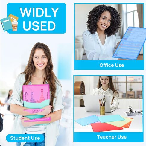 45PCS Clear Document Folders (Multiple Colors) Colored Plastic Project Pockets, Transparent Plastic File Sleeves, L-Type Plastic Folders for Letter Size A4 Paper, School Office Supplies in Kuwait