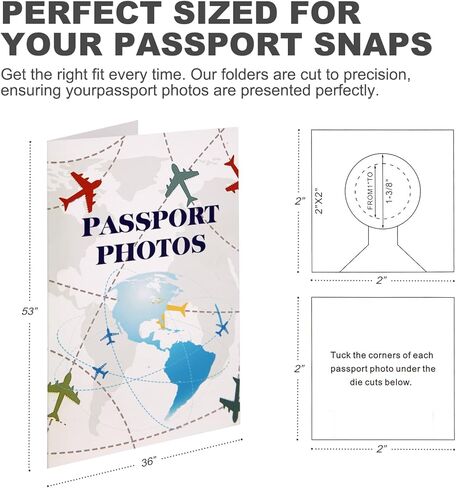 PruQuaiy150-Pack Passport Photo Organizer Folder with Pockets & Compartments for 2x2 Print, Picture Display, Travel Document Organizer - Small Business Supplies - Passport Holder for Travel in Kuwait