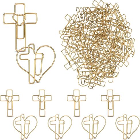 50 Pcs Gold Heart Cross Paper Clips for Bible Study Supplies Christian Gifts Jesus Bible Items Bookmark Church Office Journal Supplies Accessories for Women Cards Easter in Saudi Arabia