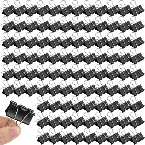 300 قطعة من مشابك الورق المتوسطة، 1.25 بوصة، مشابك ورقية سوداء للوازم المكتبية، مشابك ورقية للمعلمين، مستلزمات الأعمال الورقية المنزلية in Kuwait