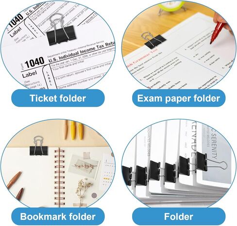 300 قطعة من مشابك الورق المتوسطة، 1.25 بوصة، مشابك ورقية سوداء للوازم المكتبية، مشابك ورقية للمعلمين، مستلزمات الأعمال الورقية المنزلية in Kuwait
