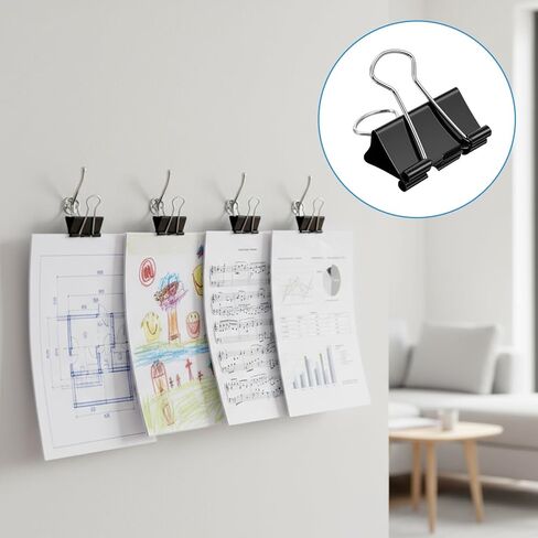 300 قطعة من مشابك الورق المتوسطة، 1.25 بوصة، مشابك ورقية سوداء للوازم المكتبية، مشابك ورقية للمعلمين، مستلزمات الأعمال الورقية المنزلية in Kuwait