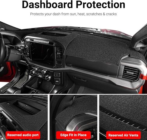 Dash Cover for Chevrolet Silverado/GMC Sierra 1500/2500 HD/3500 HD, 2022–2025, with Forward Collision Alert, Without Heads-Up Display, Fits 13.4" Screen, Black in Saudi Arabia