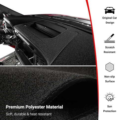 Dash Cover for Chevrolet Silverado/GMC Sierra 1500/2500 HD/3500 HD, 2022–2025, with Forward Collision Alert, Without Heads-Up Display, Fits 13.4" Screen, Black in Saudi Arabia