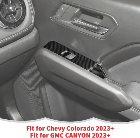 غطاء لوحة التحكم بمفتاح رفع النافذة RT-TCZ ملحقات الديكور الداخلية لسيارة Chevy Colorado 2023 2024 2025، لـ GMC Canyon 2023-2025 (ألياف الكربون السوداء) in Saudi Arabia