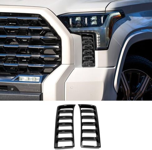 Car Accessories Headlight Lamp Bottom Intake Grille Frame Cover Trims Compatible with Toyota Tundra 2025 2024 2023 2022 (Black) 2PCS ABS in Kuwait
