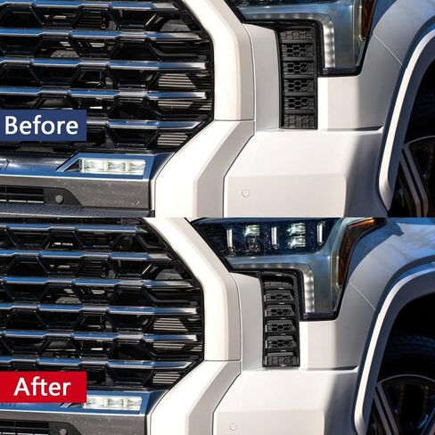 Car Accessories Headlight Lamp Bottom Intake Grille Frame Cover Trims Compatible with Toyota Tundra 2025 2024 2023 2022 (Black) 2PCS ABS in Saudi Arabia
