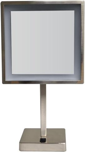 Whitehaus Collection WHMR295-BN Square Freestanding Led 5X Magnified Mirror, Brushed Nickel in Saudi Arabia